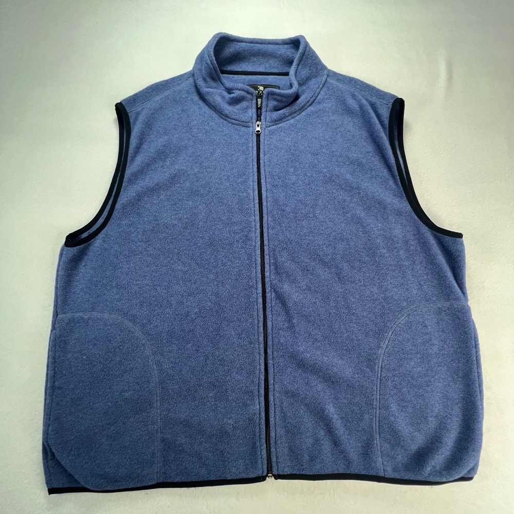 VTG Consensus Sportswear Mens XXL Blue Full Zip Fleece Vest Mock Neck Sleeveless